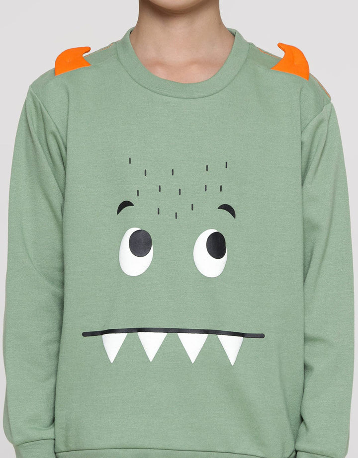 Little M Sweater Monster Aplikasi Tangan Dan Body Bawah Rib
