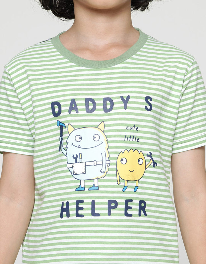 Little M Short Sleeve T-Shirt Print Stripe Daddy Little Helper