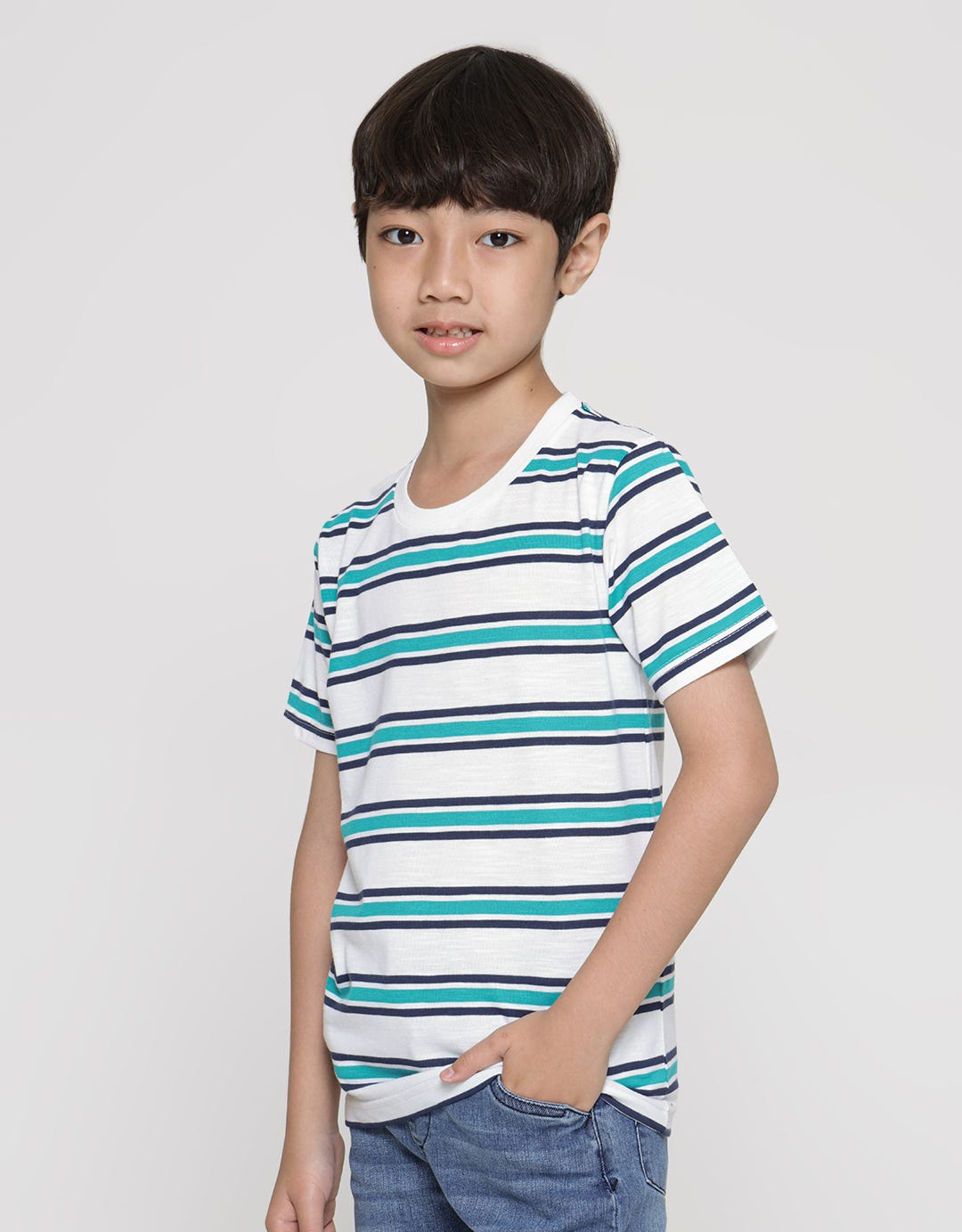Little M Stripe Yarndyed Kaos Anak Laki-laki