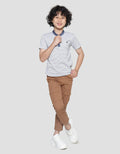 Little M Boys Short Sleeve Henley Stripe Yarndyed T-Shirt
