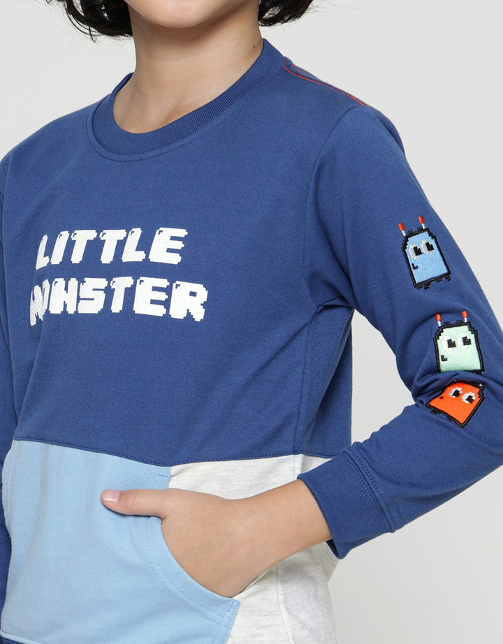 Little M Sweatshirt Cs Aplikasi Tangan Monster