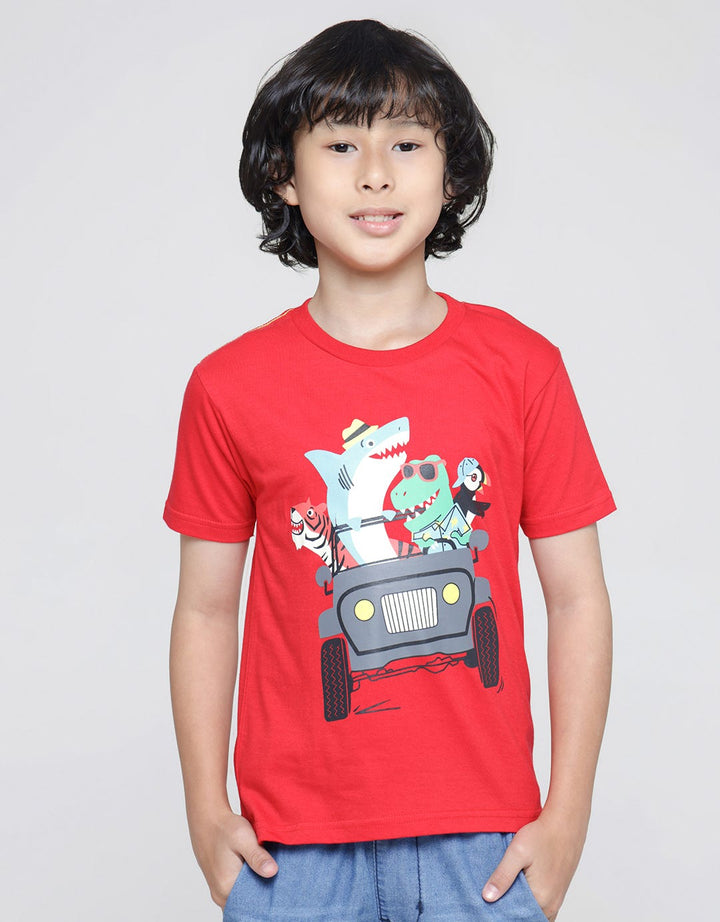 Little M Animal Car Kaos Anak Laki-laki
