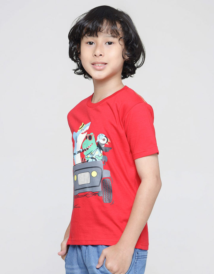Little M Animal Car Kaos Anak Laki-laki