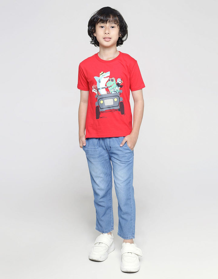 Little M Animal Car Kaos Anak Laki-laki