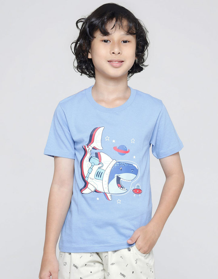 Little M Robot Shark Kaos Anak Laki-laki