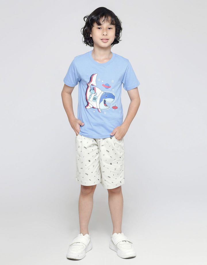 Little M Robot Shark Kaos Anak Laki-laki