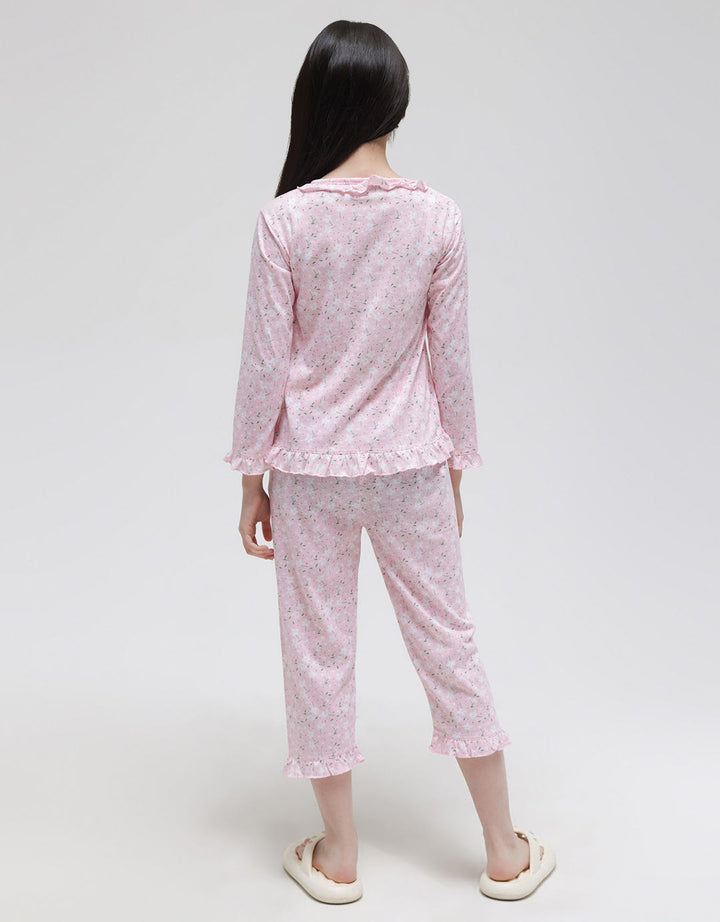 Kidz Too Top-Bottom Set Piyama Depan Little Flower