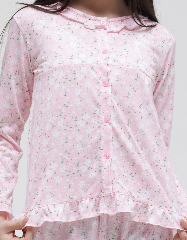 Kidz Too Top-Bottom Set Piyama Depan Little Flower