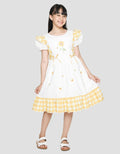 Sweet Miss Short Sleeve Midi Dress Bordir Matahari Komb Kotak