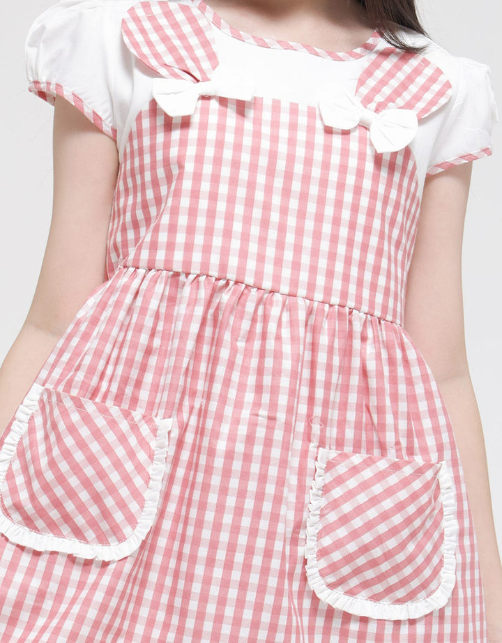 Sweet Miss Short Sleeve Midi Dress Kotak Kuping Dada Pita