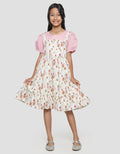 Sweet Miss Ovl Chest Ruffle Midi Dress for Girls
