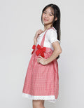 Sweet Miss Short Sleeve Midi Dress Overall Kotak Leher Renda Tangan Karet