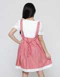 Sweet Miss Short Sleeve Midi Dress Overall Kotak Leher Renda Tangan Karet