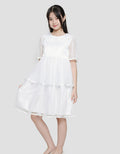 Sweet Miss Long Sleeve Midi Dress Lace Collar Bottom Tile Stacking
