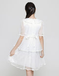 Sweet Miss Long Sleeve Midi Dress Lace Collar Bottom Tile Stacking