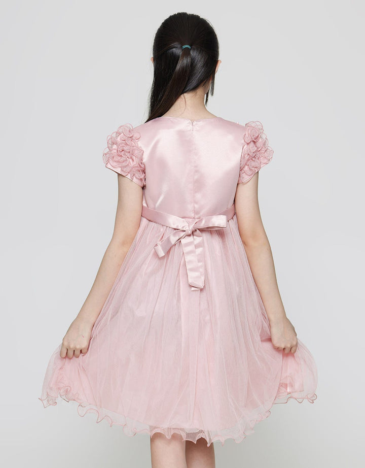 Sweet Miss Ruffle Sleeve Tile Dress Anak Perempuan