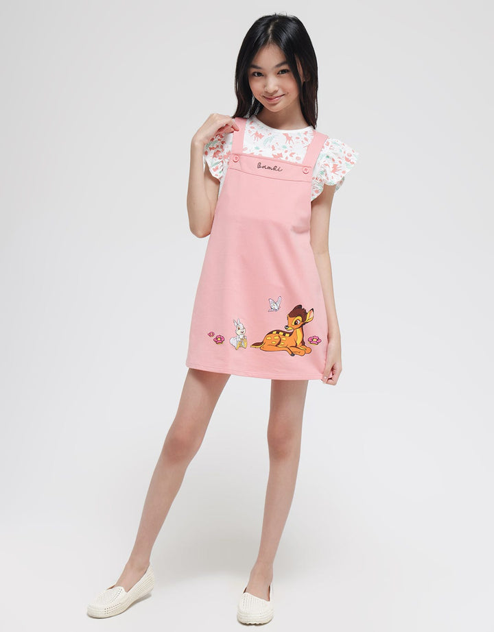 Disney Short Sleeve Midi Dress Overalls Bambi