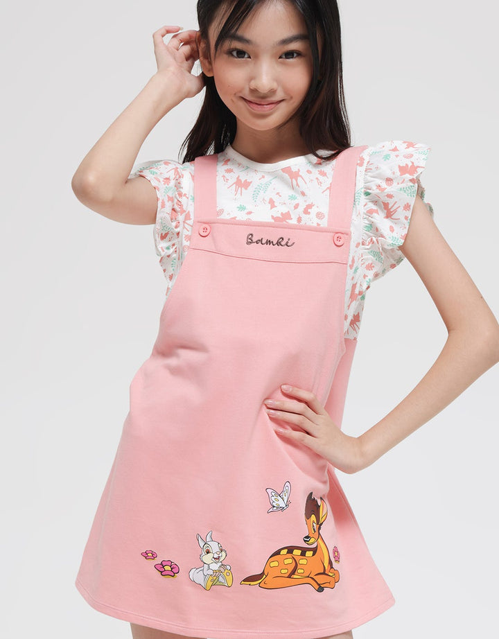 Disney Short Sleeve Midi Dress Overalls Bambi
