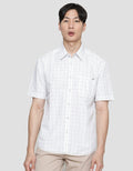 Watchout Casual Contrast Square Pattern Kemeja Lengan Pendek Pria