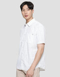 Watchout Casual Contrast Square Pattern Kemeja Lengan Pendek Pria
