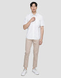 Watchout Casual Contrast Square Pattern Kemeja Lengan Pendek Pria