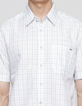 Watchout Casual Contrast Square Pattern Kemeja Lengan Pendek Pria