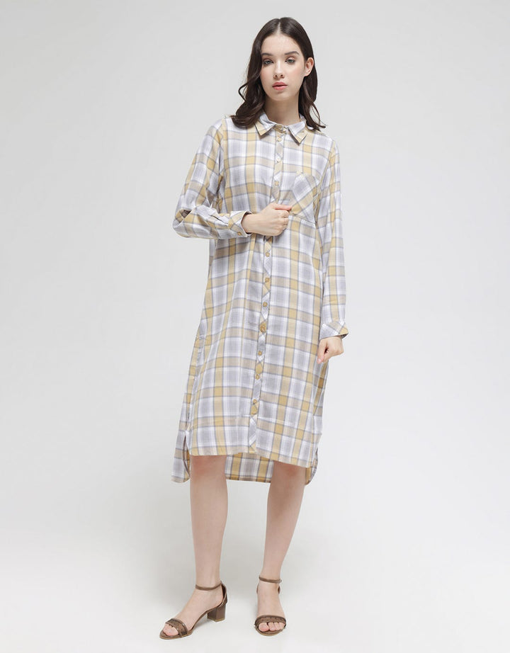 Triset Ladies Plaid Print With One Pocket Dress