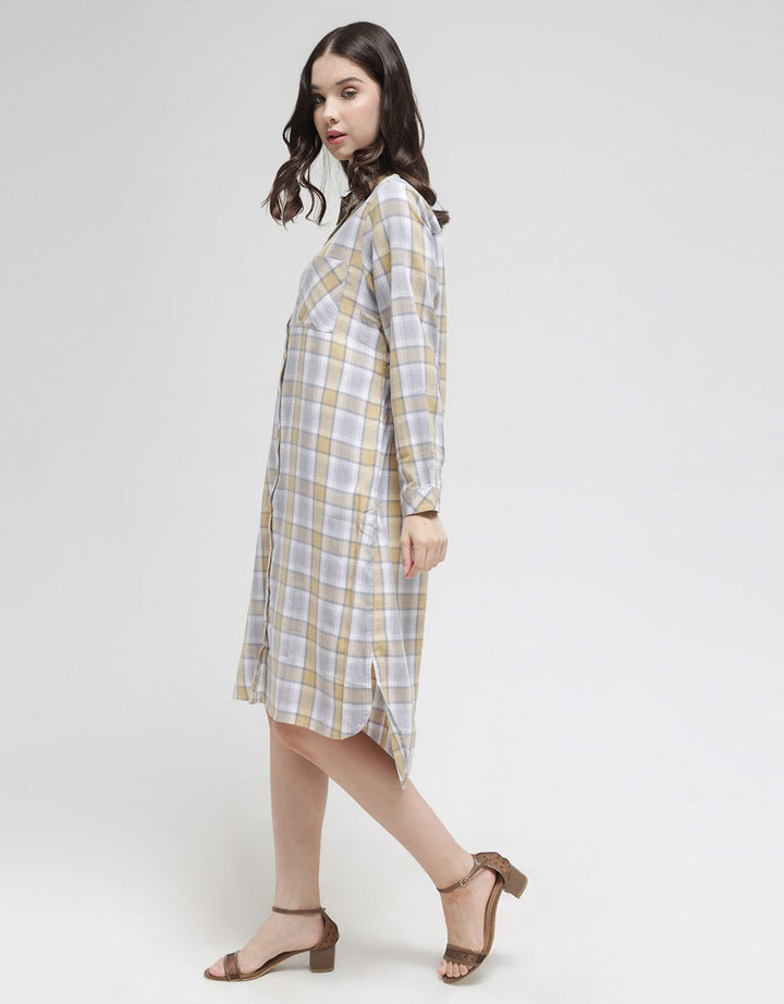 Triset Ladies Plaid Print With One Pocket Dress