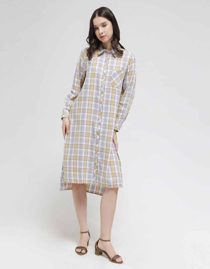 Triset Ladies Plaid Print With One Pocket Dress