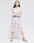 Triset Casual Full Checks Midi Dress Wanita