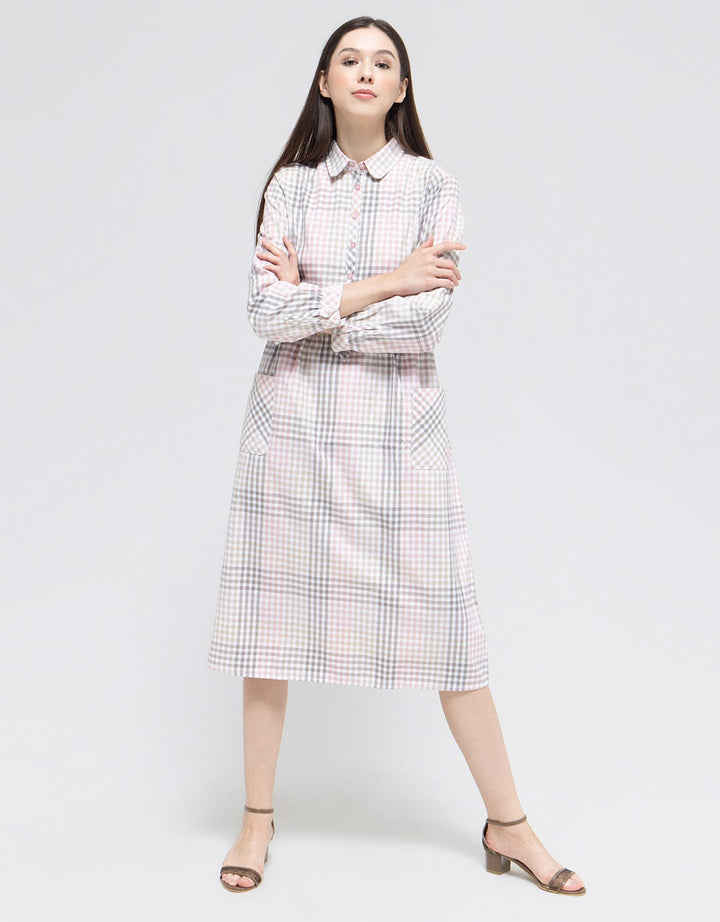 Triset Casual Full Checks Midi Dress for Women