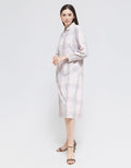 Triset Casual Full Checks Midi Dress Wanita