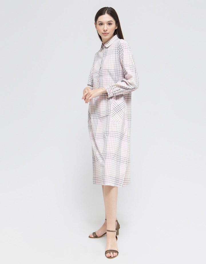 Triset Casual Full Checks Midi Dress for Women