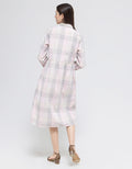 Triset Casual Full Checks Midi Dress Wanita