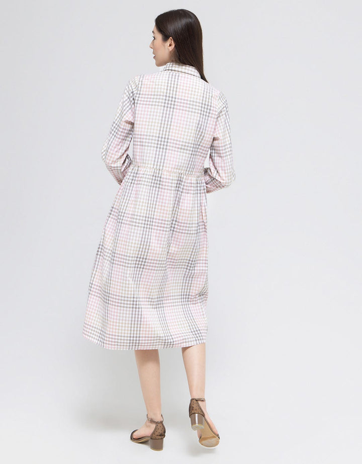 Triset Casual Full Checks Midi Dress for Women