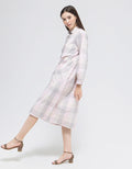 Triset Casual Full Checks Midi Dress Wanita