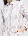 Triset Casual Full Checks Midi Dress Wanita