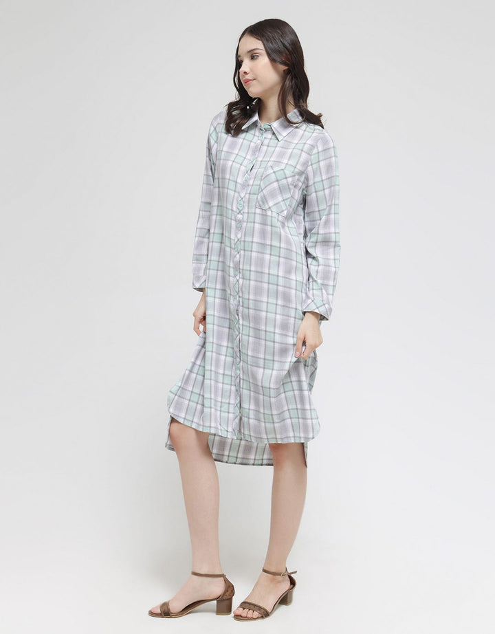 Triset Ladies Plaid Print With Pocket Dress