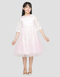 Sweet Miss Long Sleeve Midi Dress Chest Brocade Bottom Wrinkles