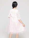 Sweet Miss Long Sleeve Midi Dress Chest Brocade Bottom Wrinkles