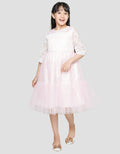 Sweet Miss Long Sleeve Midi Dress Chest Brocade Bottom Wrinkles