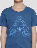 Little M Police Car Print Kaos Lengan Pendek Anak Laki-Laki