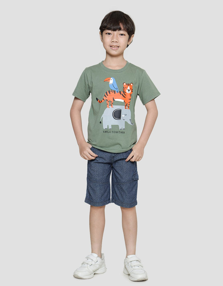Little M Animal Kaos Lengan Pendek Anak Laki-Laki