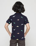 Little M Dino Print Kaus Kerah Anak Laki-laki