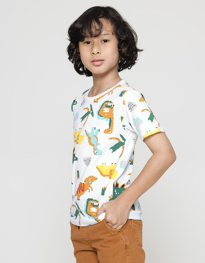Little M Short Sleeve T-Shirt Print Dino Pixel