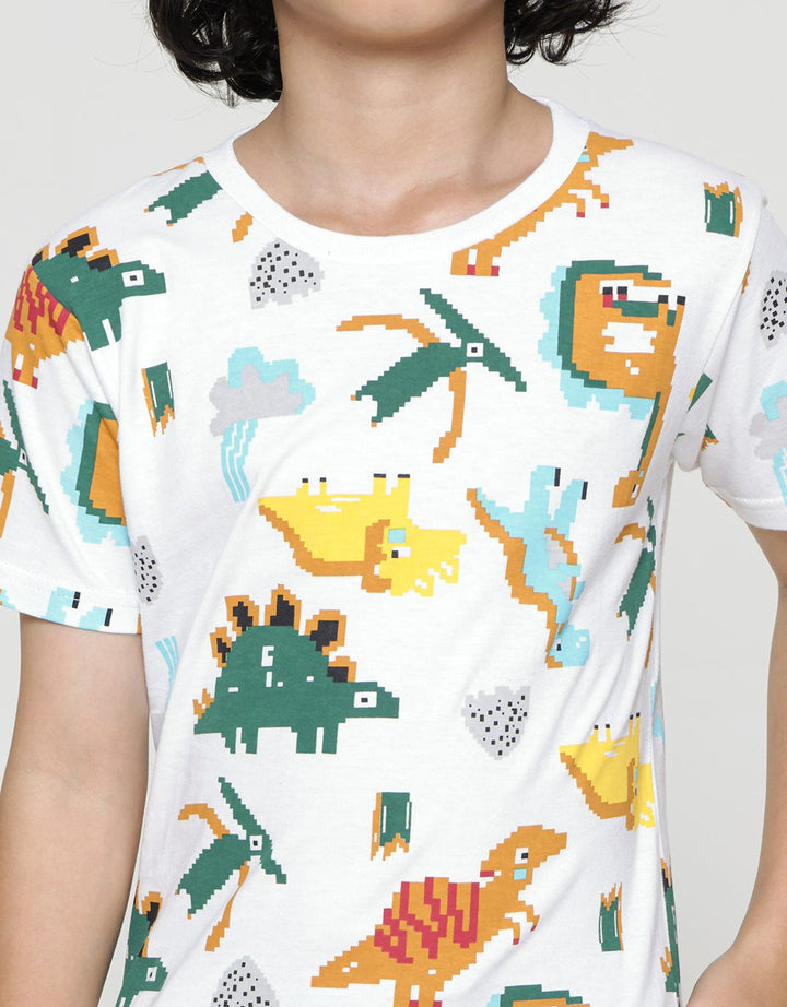 Little M Short Sleeve T-Shirt Print Dino Pixel