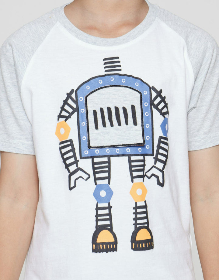 Little M Short Sleeve T-Shirt Raglan Robot Flip