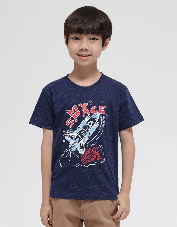 Little M Short Sleeve T-Shirt Galaxy Roket Glow In The Dark