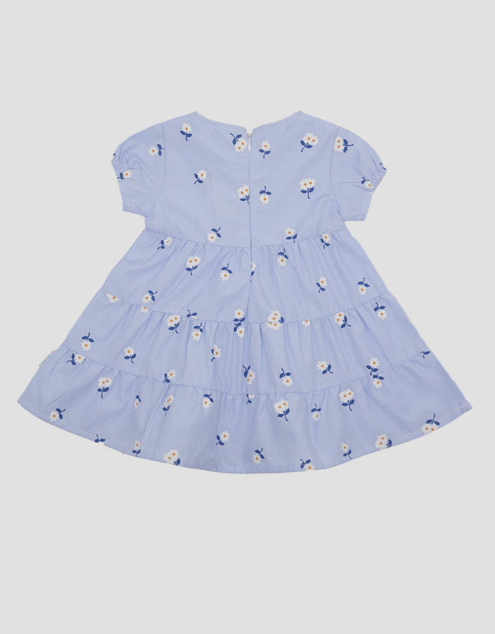 Pipiniko Short Sleeve Midi Dress Stripes Print Flower