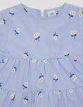 Pipiniko Short Sleeve Midi Dress Stripes Print Flower